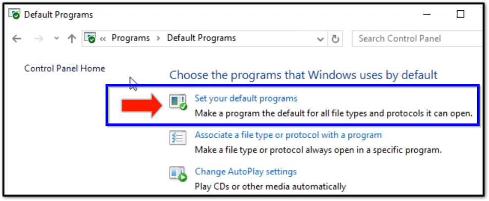 [Default Programs] from within "Control Panel"